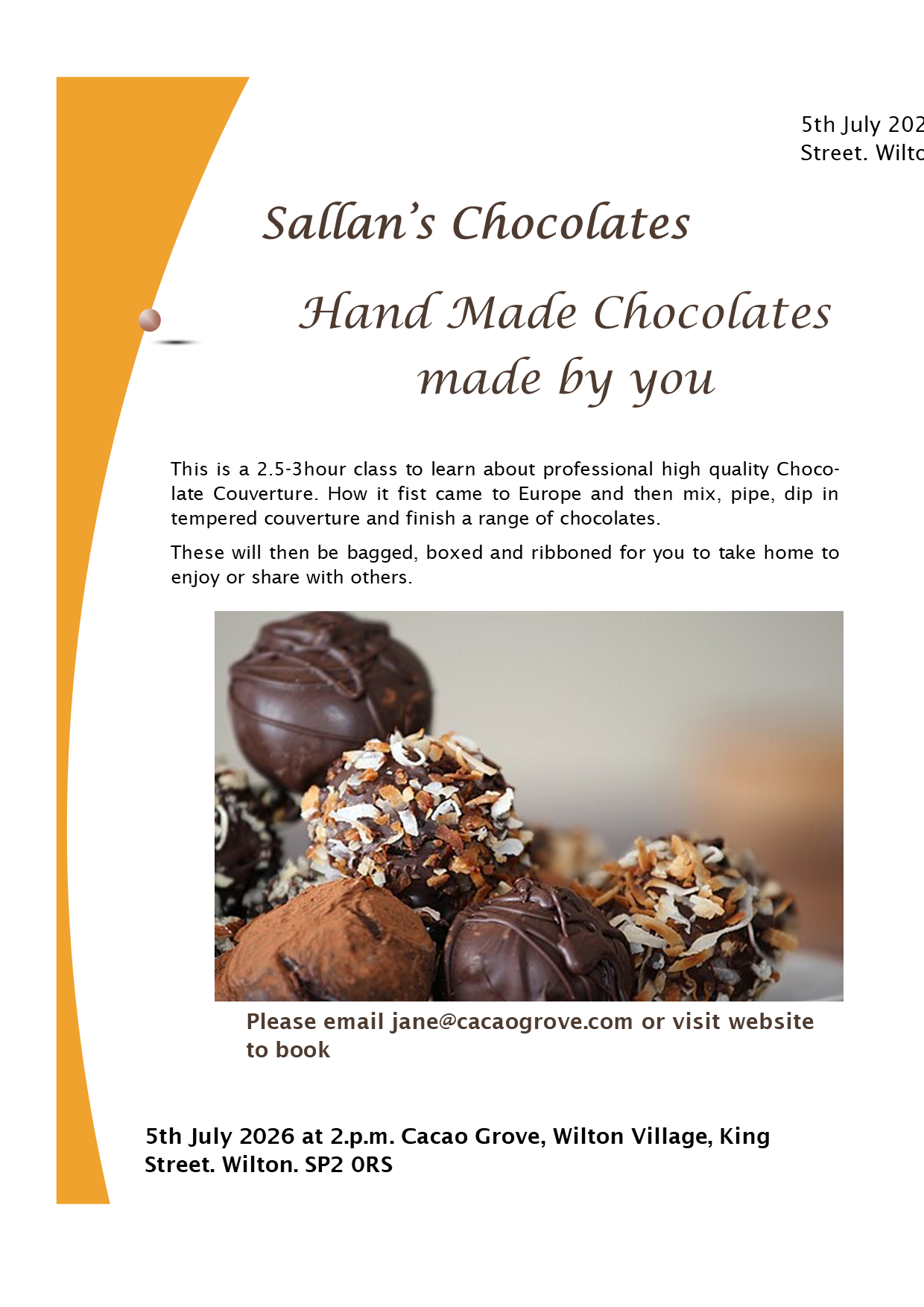 Chocolate Workshop — 5th July 2026